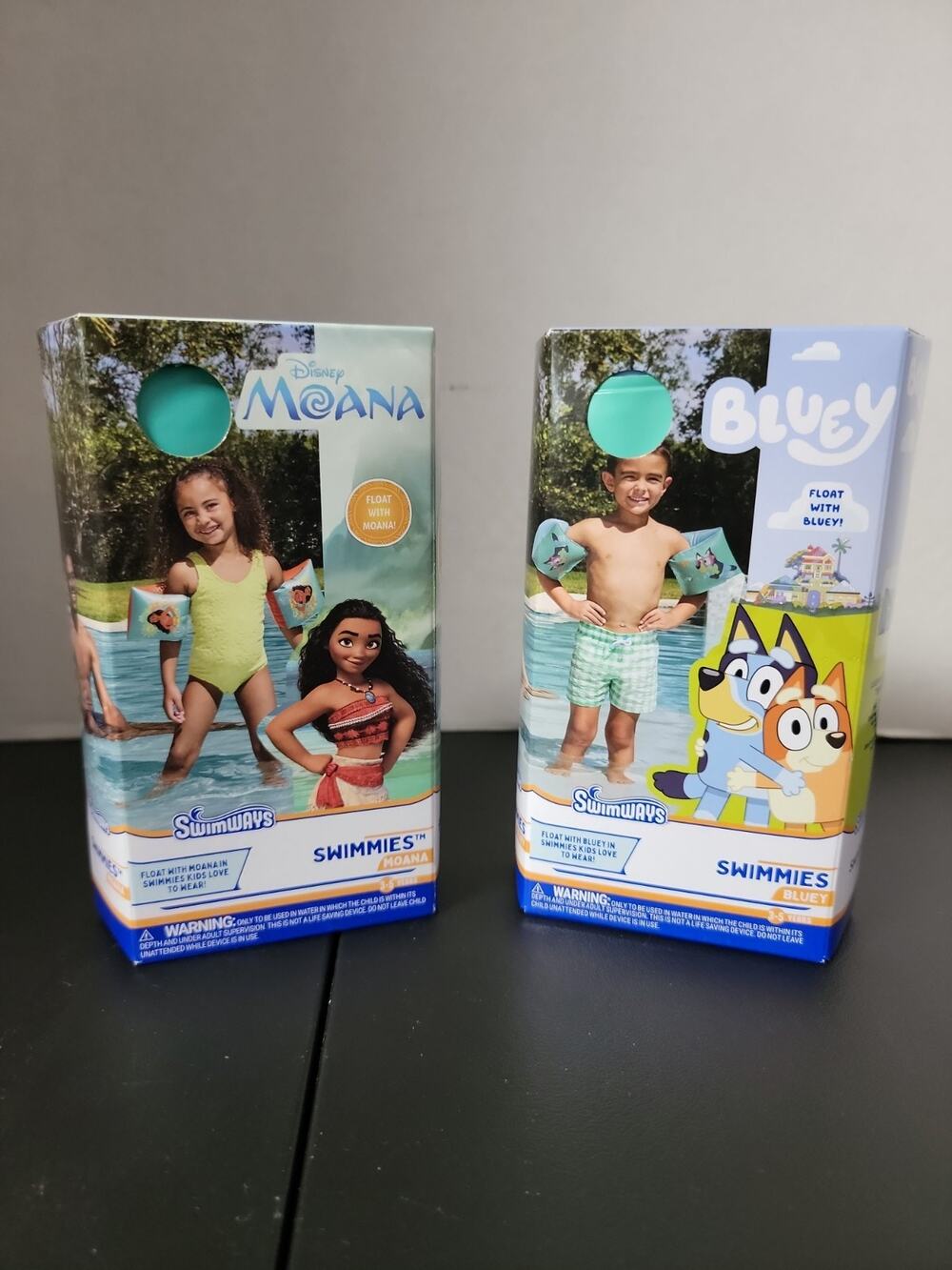 SwimWays Disney Moana & Bluey Swimmies Swim Floats Arm Bands Kids 3-5 Years